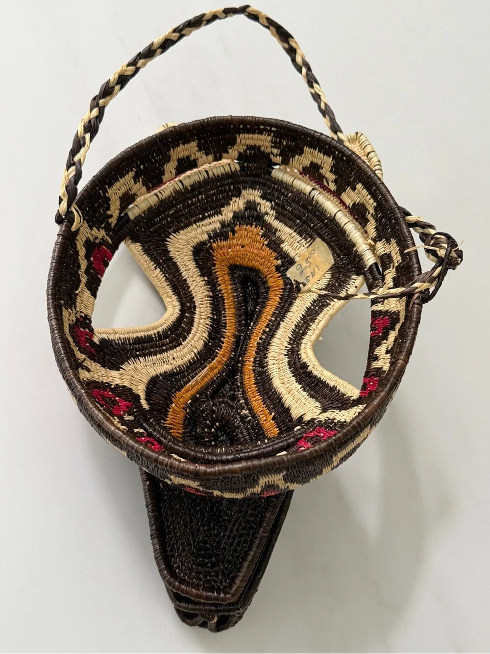 Embera Wounaan Handwoven Palm Fiber Animal Mask Panama Folk Art 10” vintage 80s